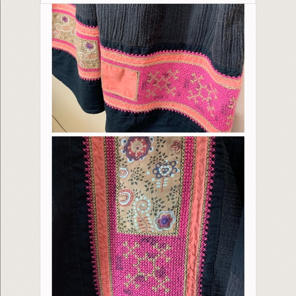 Free People sundress Sz12 Black and pink, crochet - Picture 5 of 8